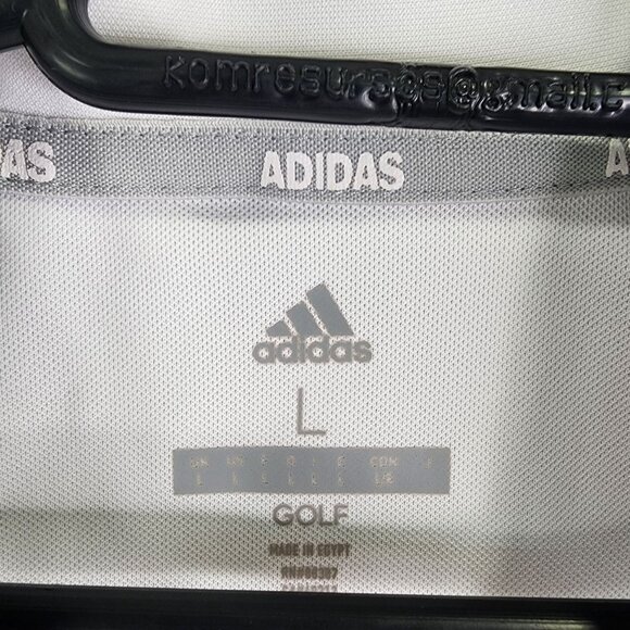 Men's Adidas Chest Print Golf Polo Shirt ADVR0821 White / Glory Blue Size L - Picture 5 of 10